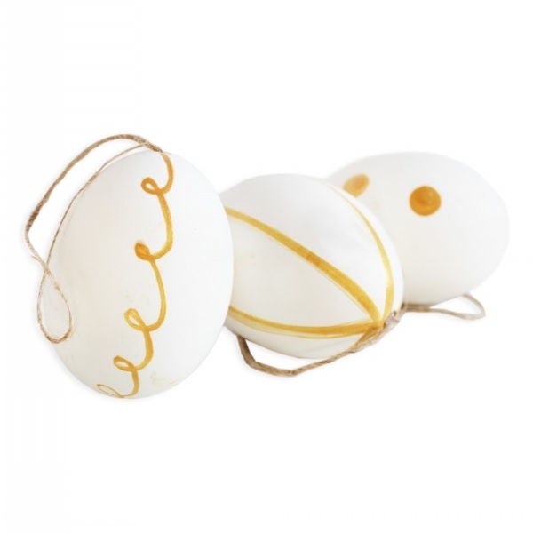 Vajíčka reálná 6ks 6cm bílá zlatá